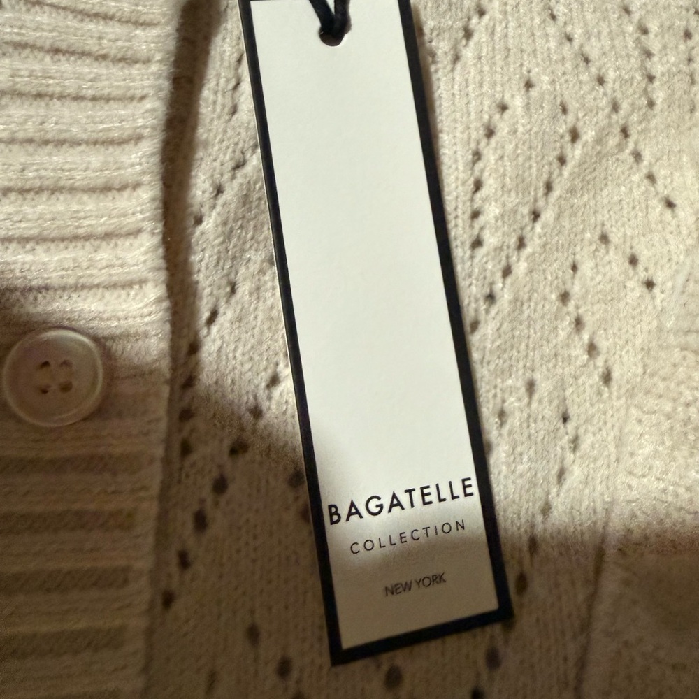 Bagatelle Ivory Ruffle Knit Cardigan - Picture 4 of 10